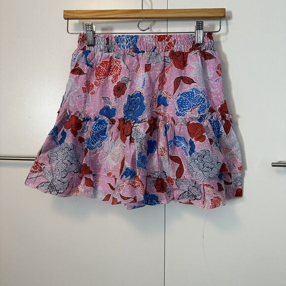 NWT Steve Madden BB Dakota XS Pink Ruffle Mini Skirt Maya Floral Resort Beach - Picture 7 of 8